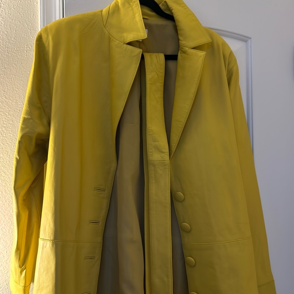 Yellow oversized leather blazer